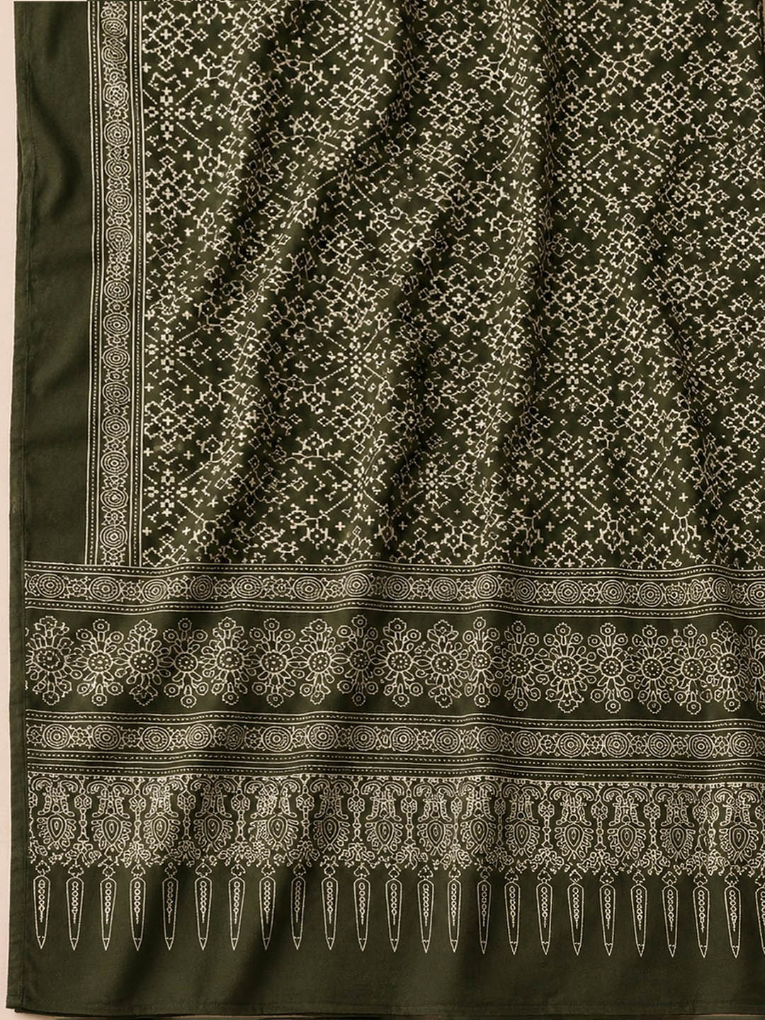 Mustard Printed Cotton Blend Unstitched Dress Material