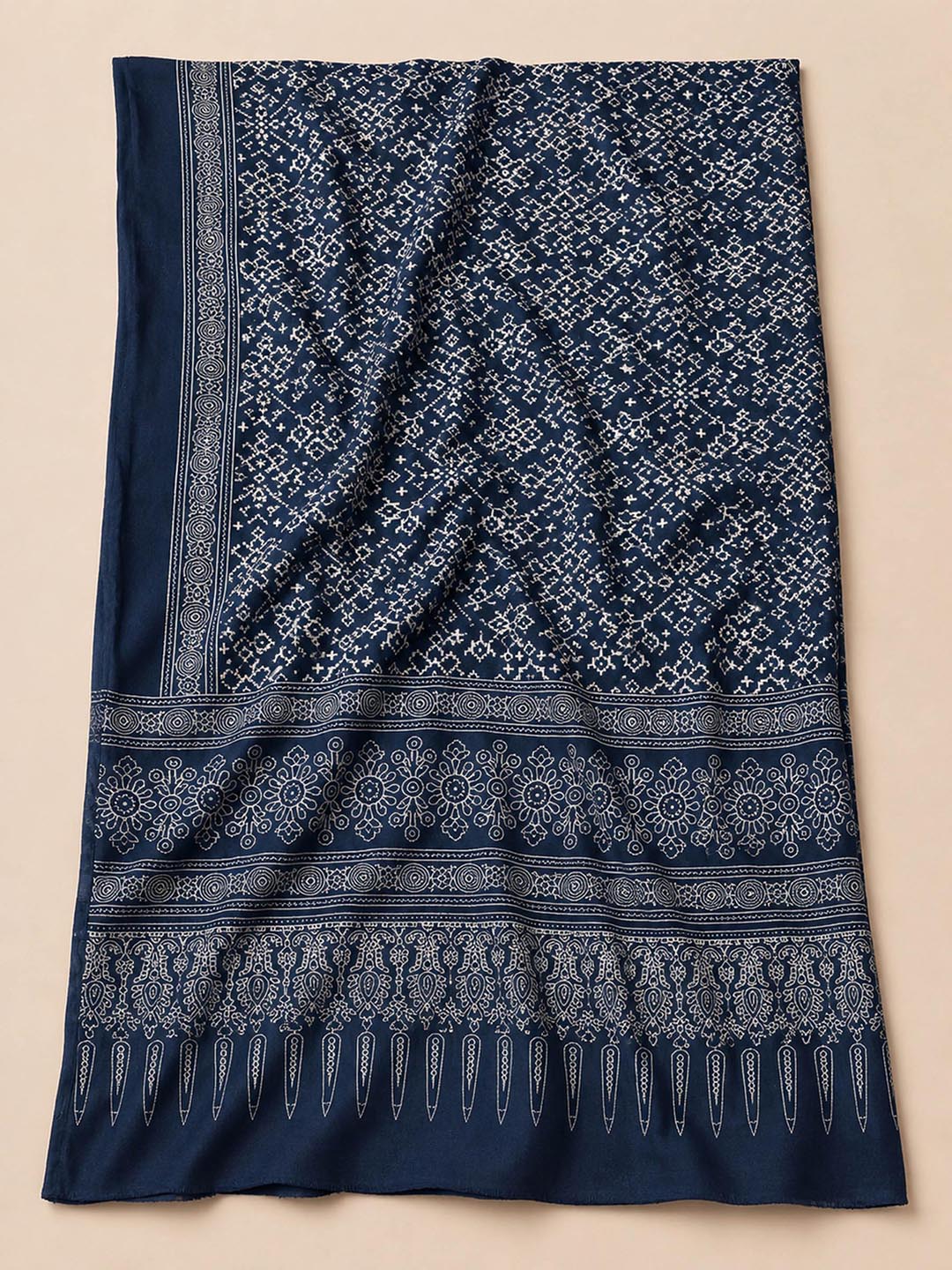 Red Printed Cotton Blend Unstitched Dress Material