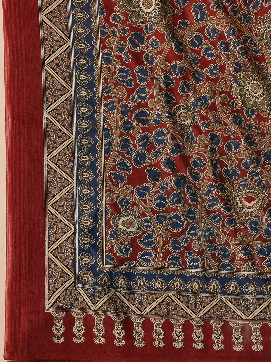 Maroon Printed Cotton Blend Unstitched Dress Material