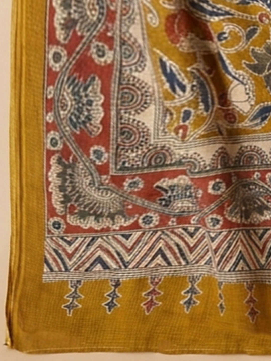 Mustard Printed Cotton Blend Unstitched Dress Material