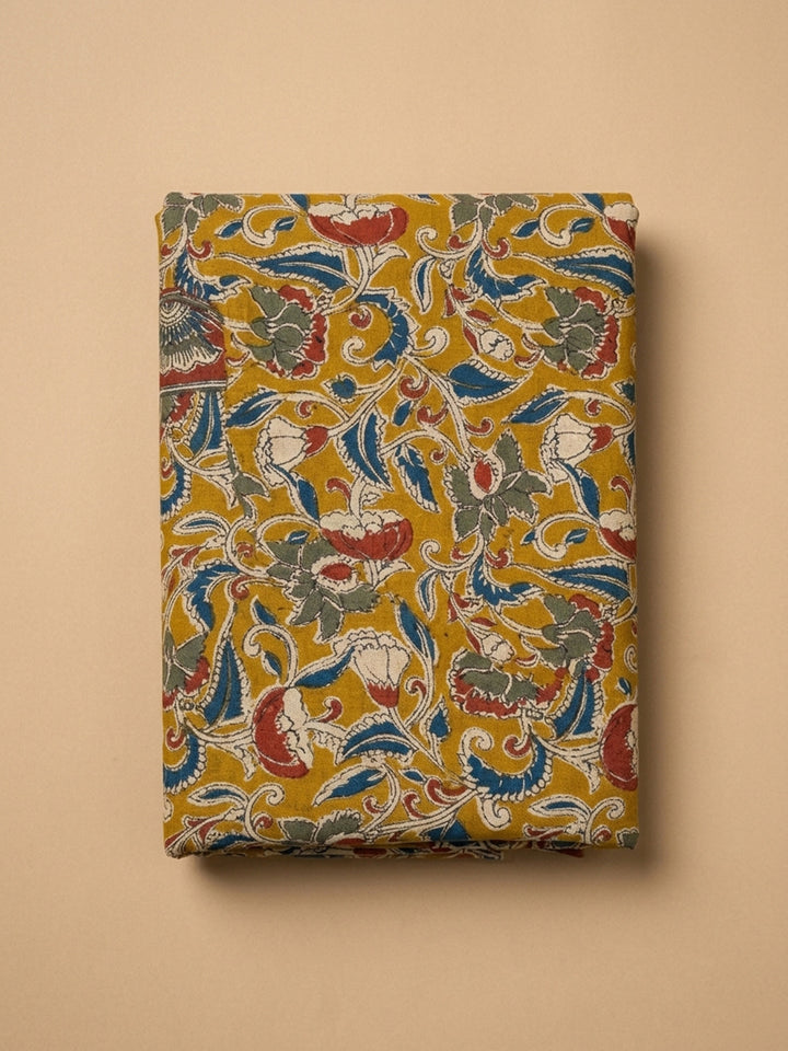 Mustard Printed Cotton Blend Unstitched Dress Material