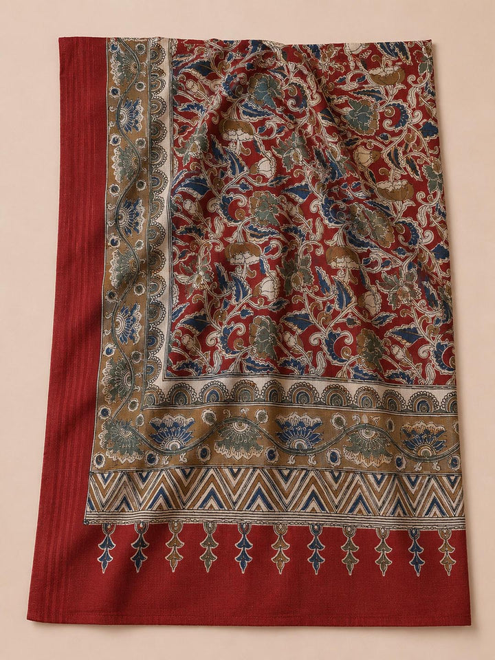 Maroon Printed Cotton Blend Unstitched Dress Material