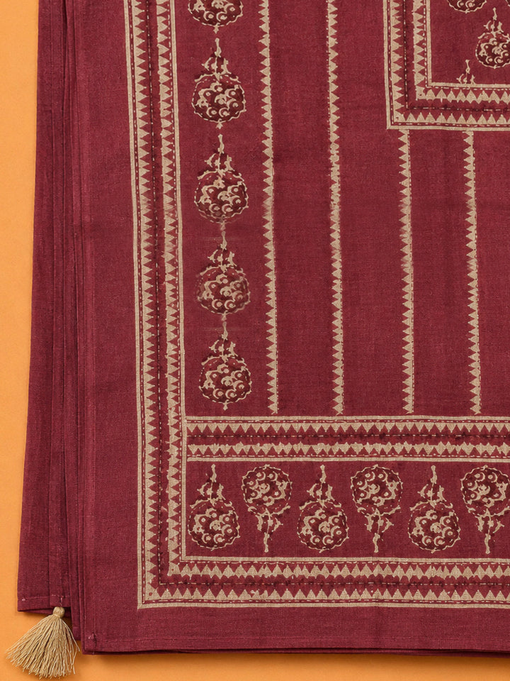 Onion Pink Chanderi Printed Unstitched Dress Material
