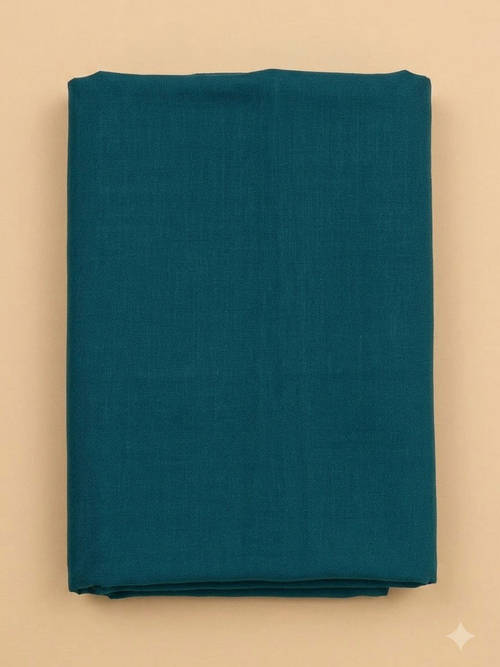 Teal Blue Chanderi Printed Unstitched Dress Material