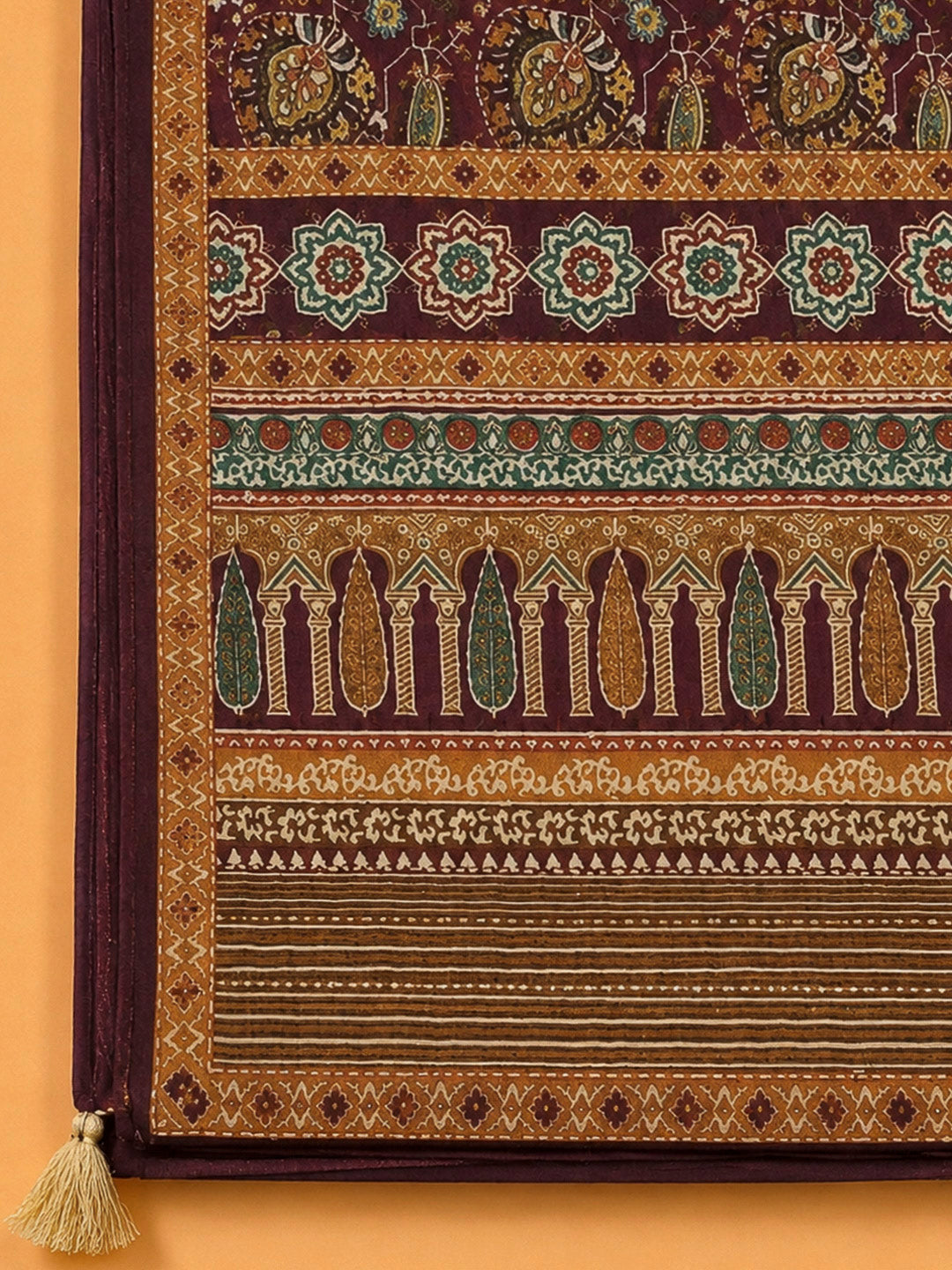 Wine Chanderi Printed Unstitched Dress Material