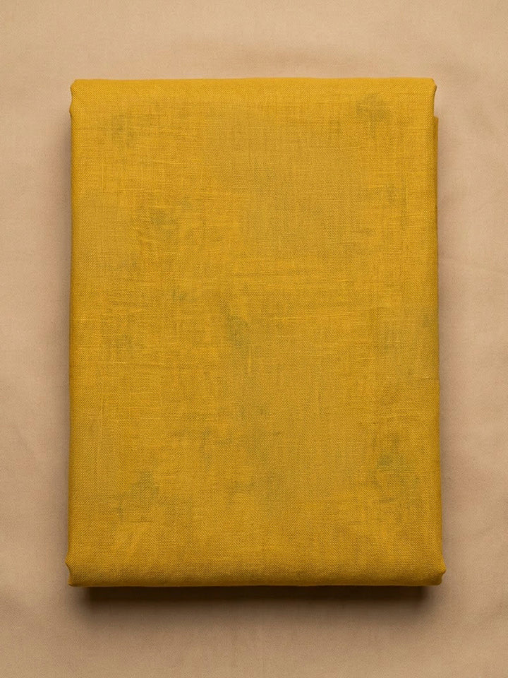 Mustard Chanderi Printed Unstitched Dress Material
