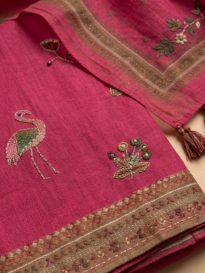 Rani Chanderi Printed Unstitched Dress Material