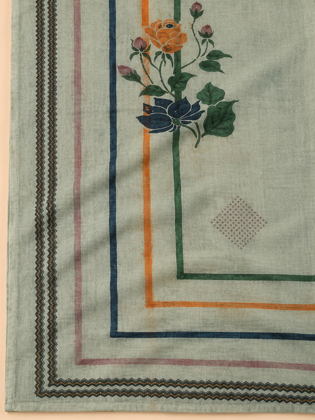Aqua Green Embroidered Chanderi Unstitched Suit &amp; Pant With Chanderi Dupatta