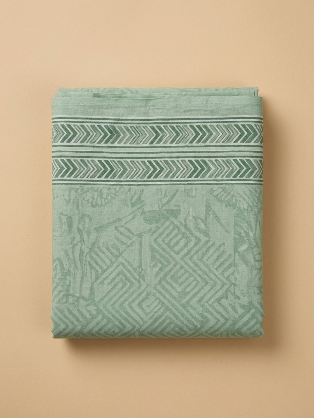 Sea Green Embroidered Cotton Blend Unstitched Suit &amp; Pant With Cotton Dupatta