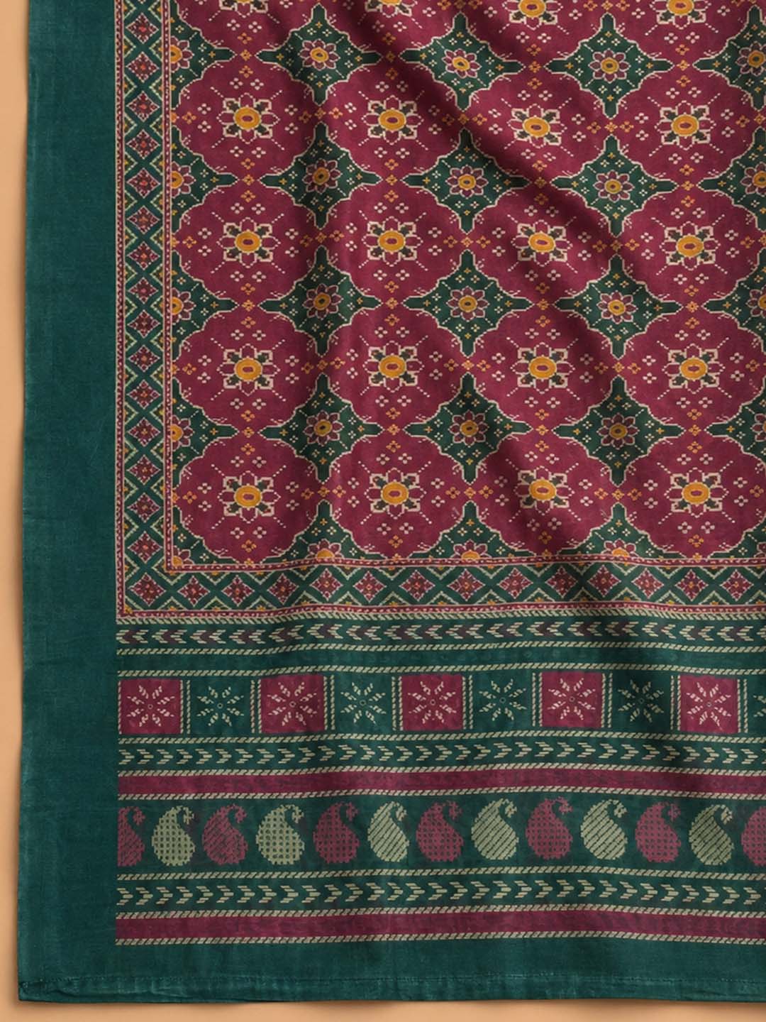 Pink Embroidered Chanderi Unstitched Suit &amp; Pant With Chanderi Dupatta