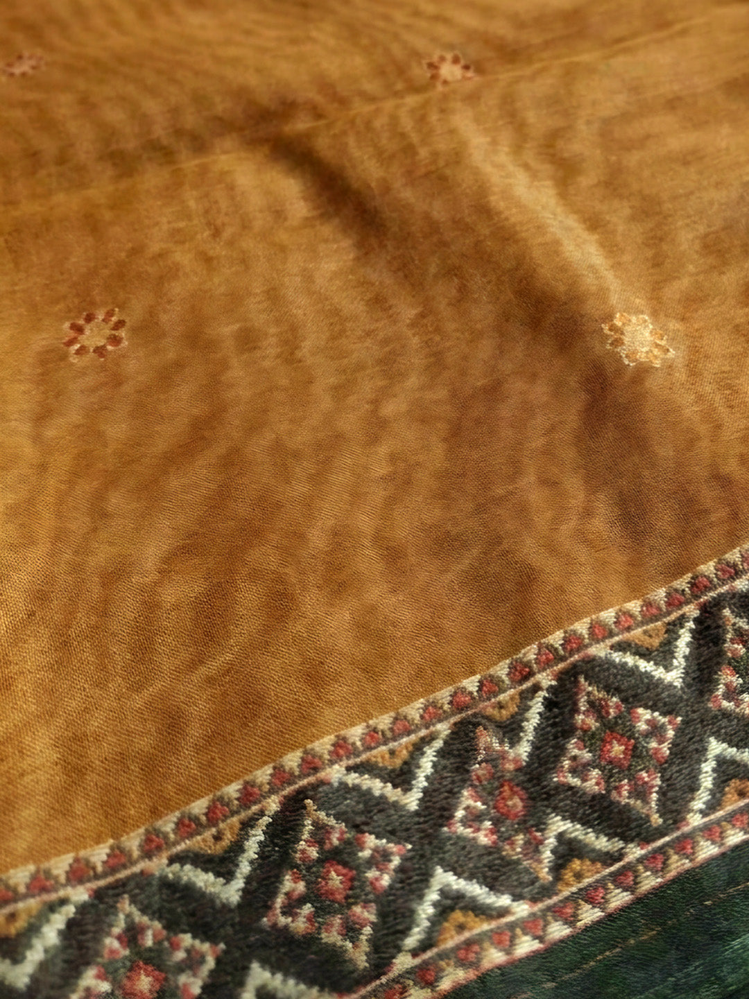 Rust Embroidered Chanderi Unstitched Suit &amp; Pant With Chanderi Dupatta
