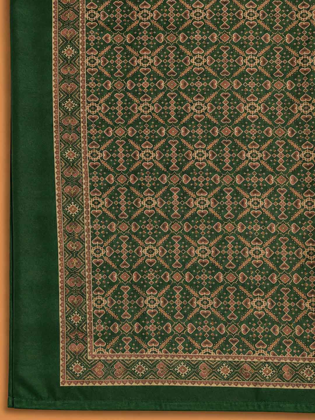 Bottle Green Embroidered Chanderi Unstitched Suit &amp; Pant With Chanderi Dupatta