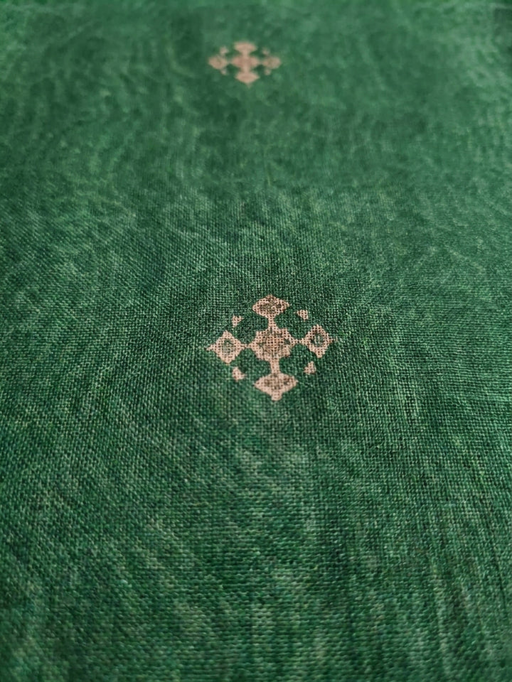 Bottle Green Embroidered Chanderi Unstitched Suit &amp; Pant With Chanderi Dupatta