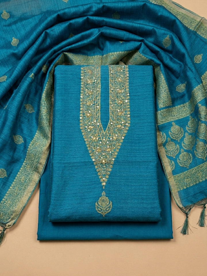 Firozee Embroidery Chanderi Unstitched Dress Material