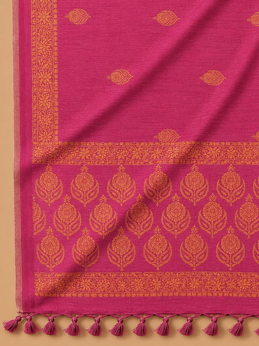 Hot Pink Embroidery Chanderi Unstitched Dress Material