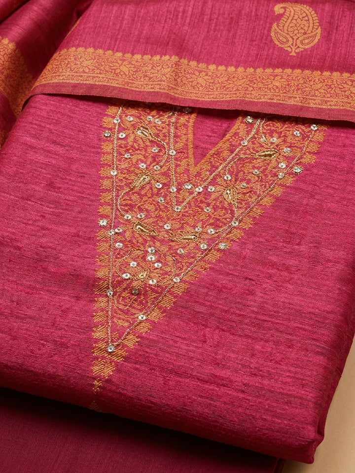 Rani Embroidery Chanderi Unstitched Dress Material