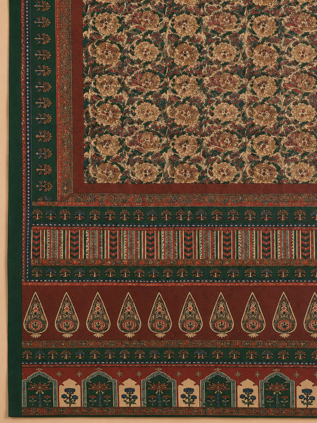 Bottle Green Embroidered Chanderi Unstitched Suit &amp; Pant With Chanderi Dupatta