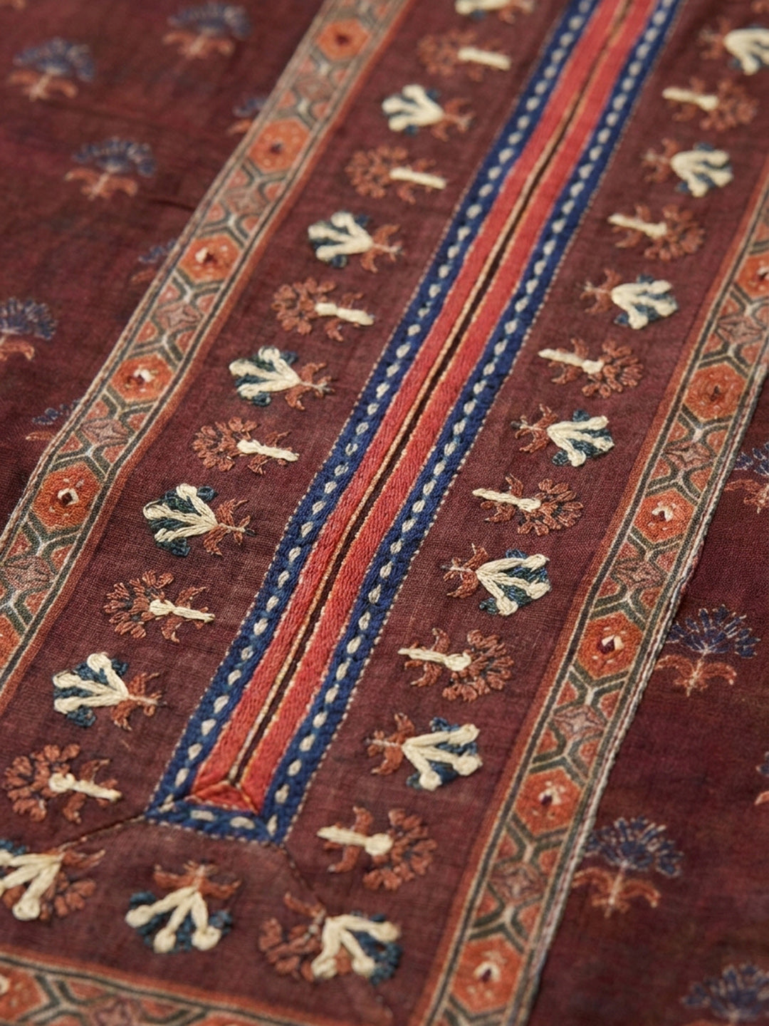 Maroon Embroidered Chanderi Unstitched Suit &amp; Pant With Chanderi Dupatta