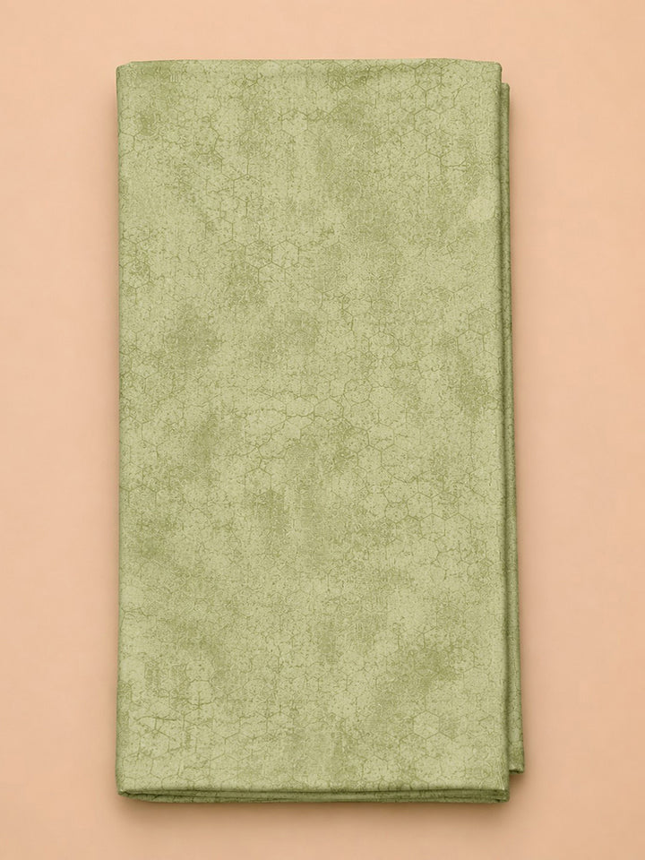 Pista Green Printed Chanderi Unstitched Suit &amp; Pant With Chanderi Dupatta