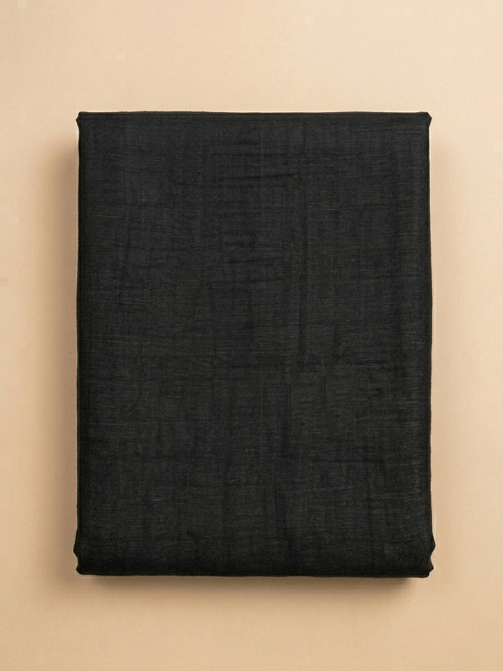 Black Printed Chanderi Unstitched Dress Material