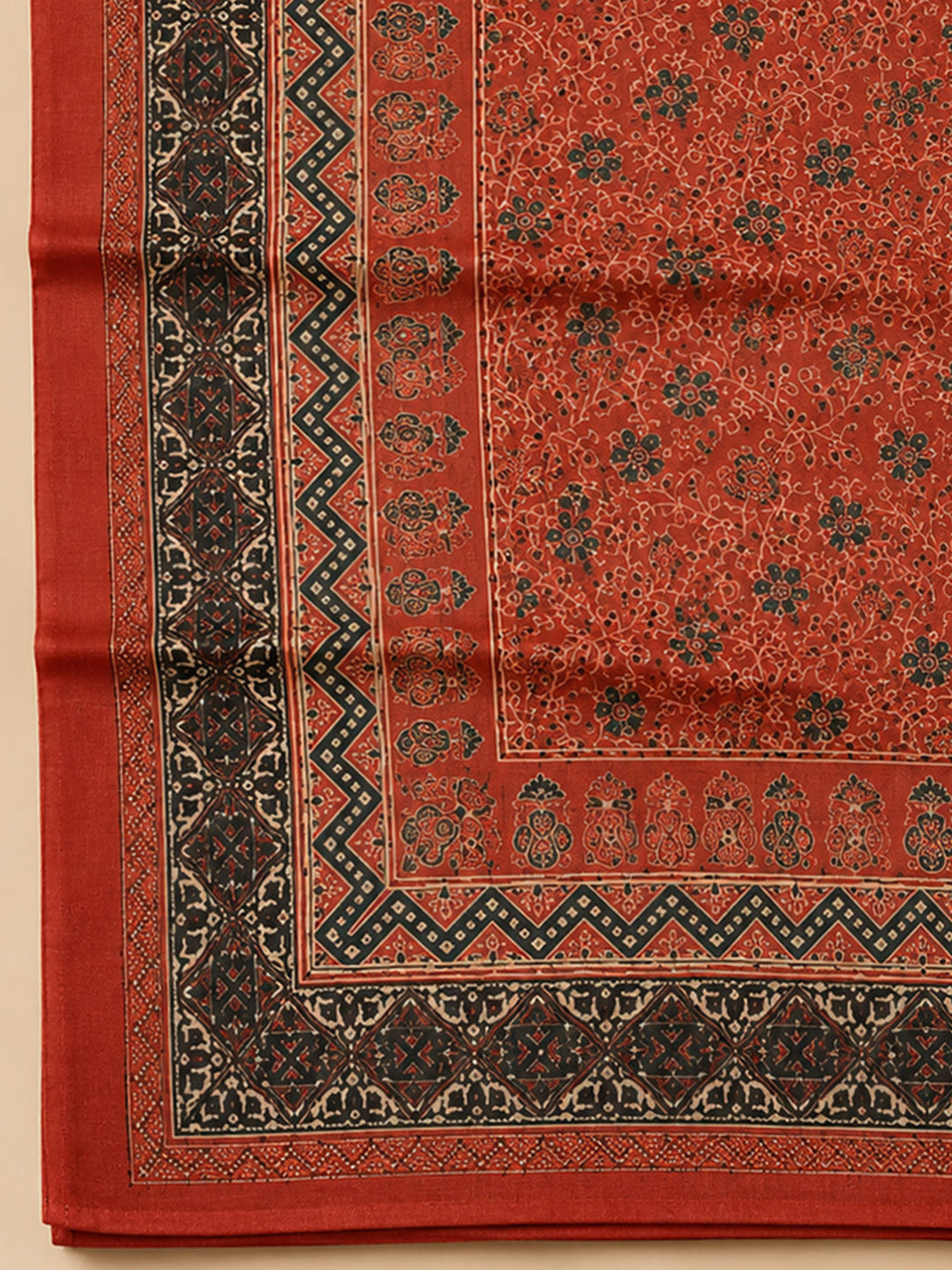 Maroon Printed Chanderi Unstitched Dress Material
