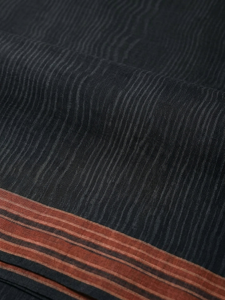 Black Printed Chanderi Unstitched Dress Material