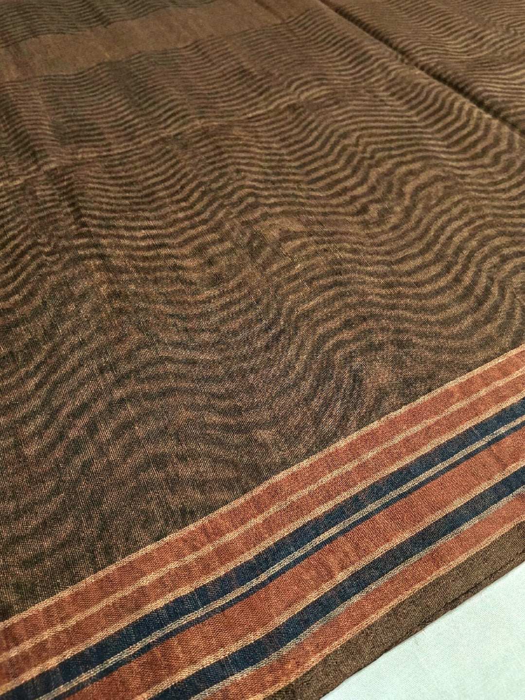 Brown Printed Chanderi Unstitched Dress Material