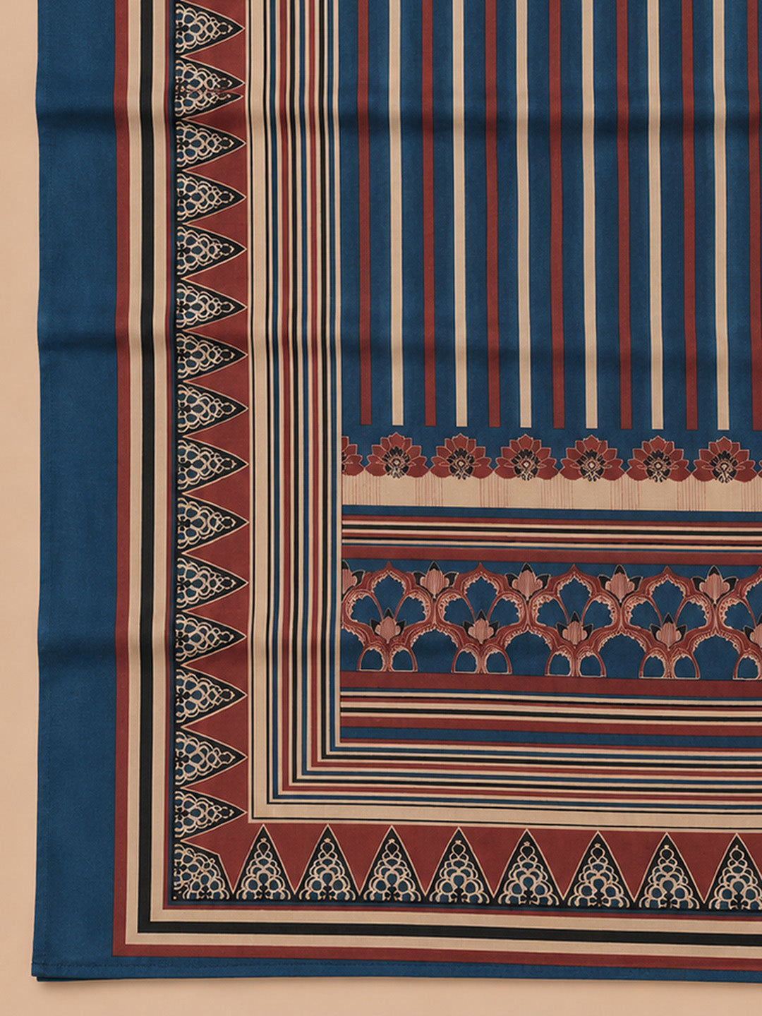 Blue Printed Chanderi Unstitched Suit &amp; Pant With Chanderi Dupatta