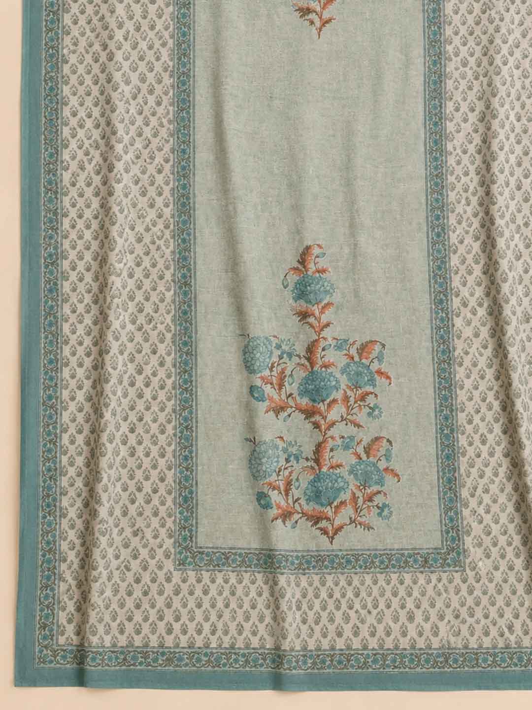 Firozee Printed Cotton Blend Unstitched Suit &amp; Pant With Cotton Dupatta