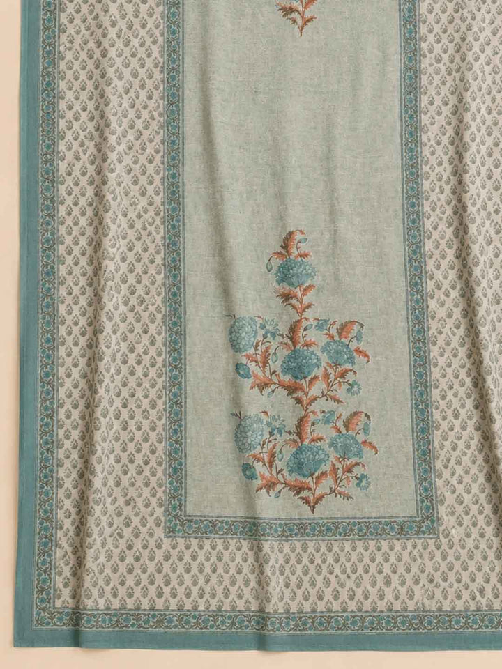 Firozee Printed Cotton Blend Unstitched Suit &amp; Pant With Cotton Dupatta