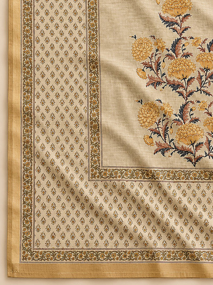 Mehndi Printed Cotton Blend Unstitched Suit &amp; Pant With Cotton Dupatta
