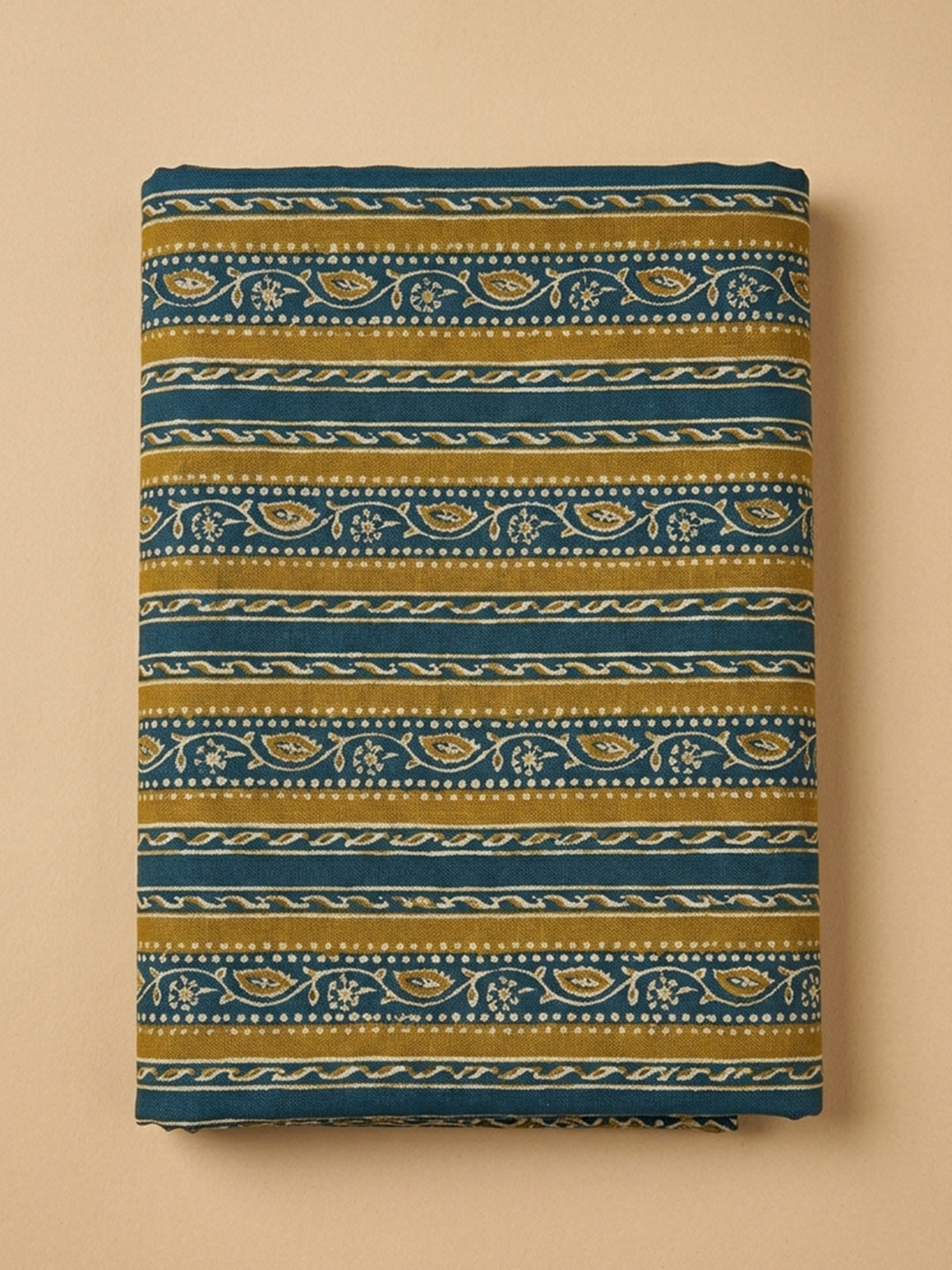 Blue Embroidered Cotton Blend Unstitched Suit &amp; Pant With Cotton Dupatta