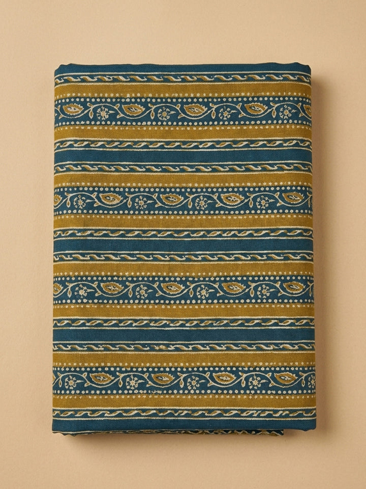 Blue Embroidered Cotton Blend Unstitched Suit &amp; Pant With Cotton Dupatta