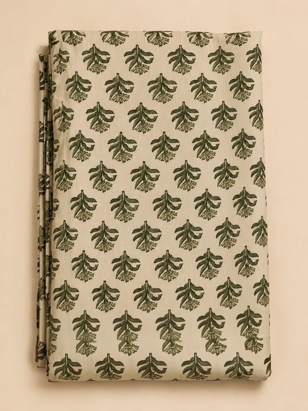 Green Embroidered Cotton Blend Unstitched Suit &amp; Pant With Cotton Dupatta