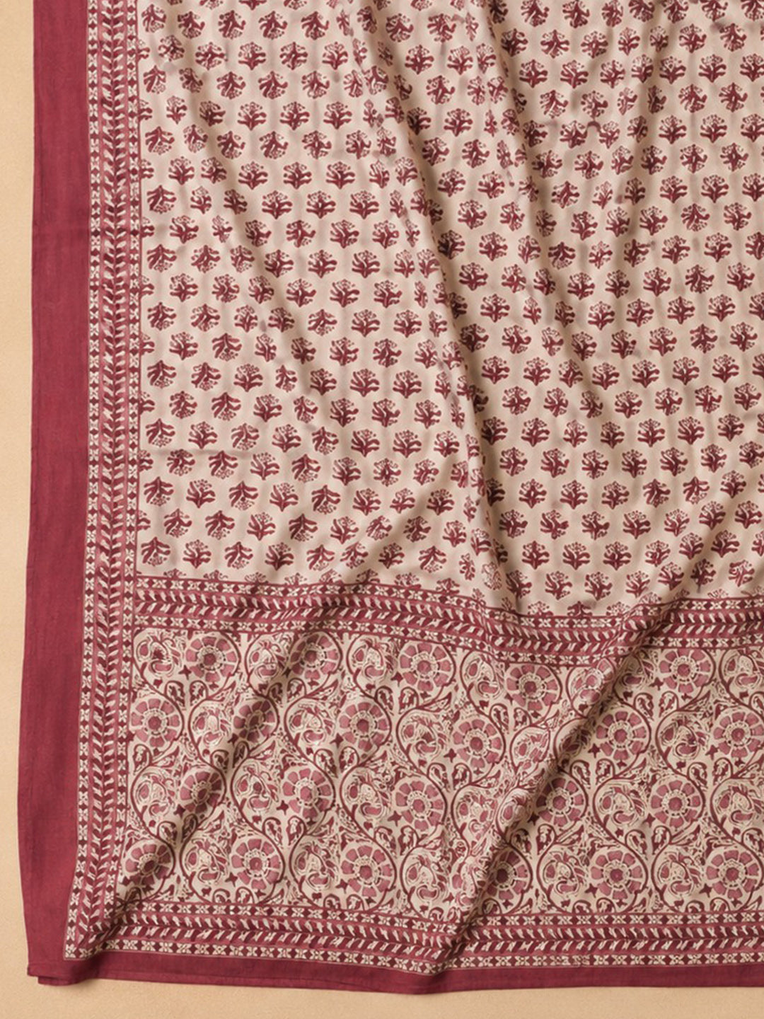 Onion Pink Embroidered Cotton Blend Unstitched Suit &amp; Pant With Cotton Dupatta