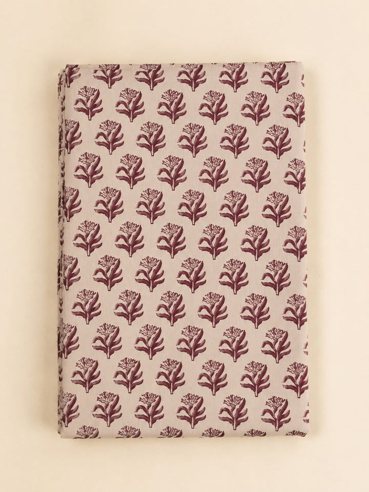 Onion Pink Embroidered Cotton Blend Unstitched Suit &amp; Pant With Cotton Dupatta