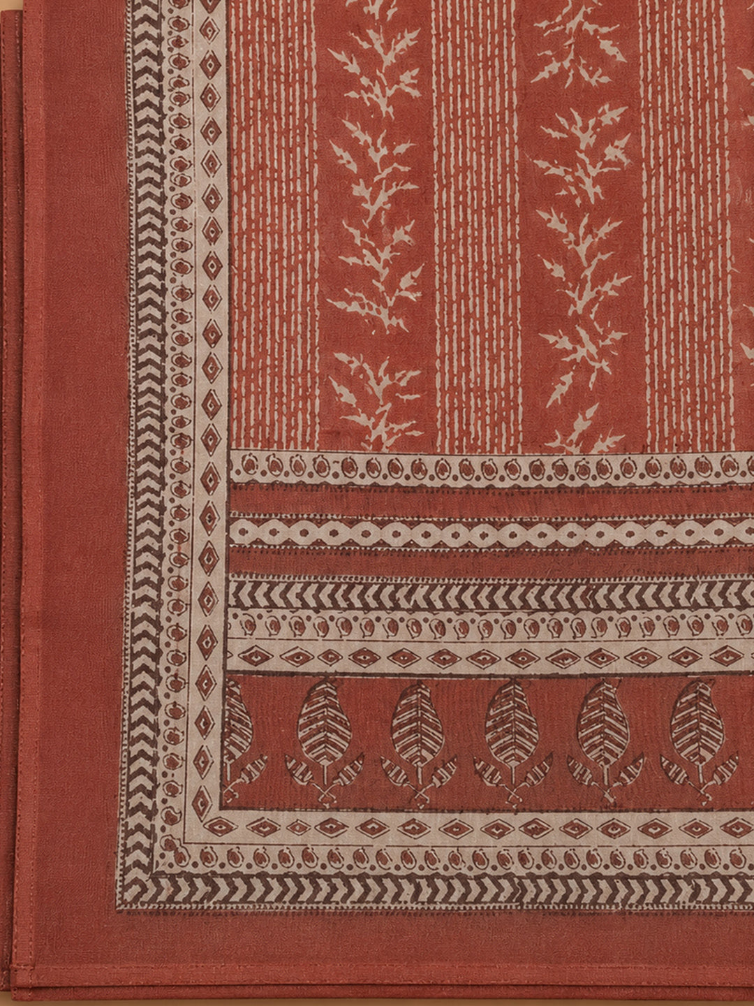 Red Printed Chanderi Unstitched Dress Material