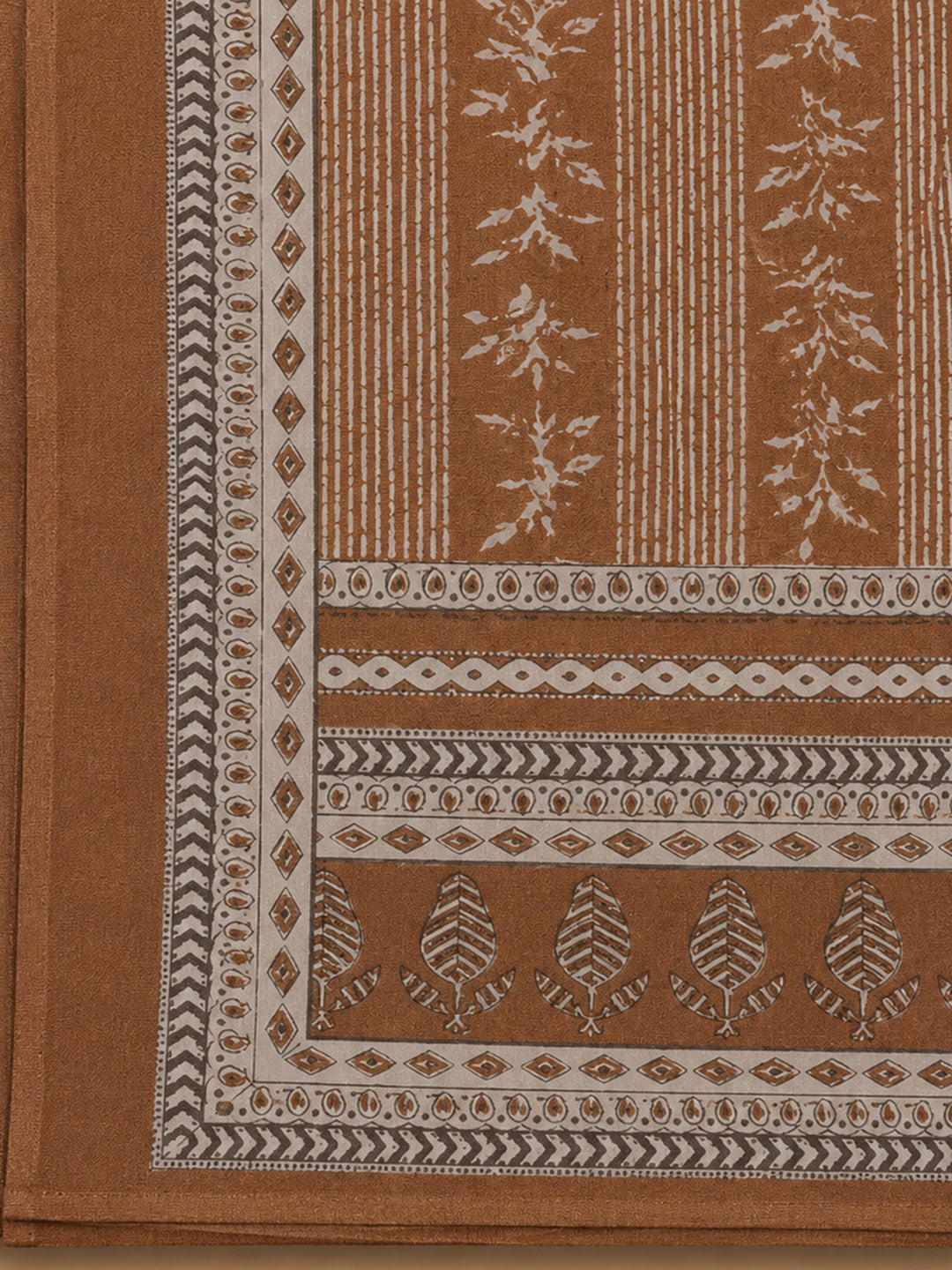 Rust Printed Chanderi Unstitched Dress Material