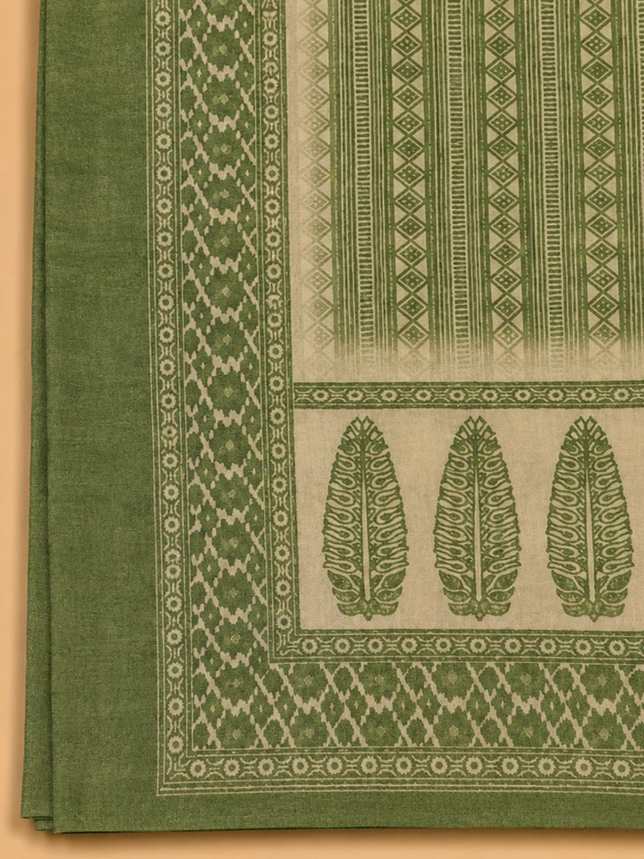 Mehndi Printed Chanderi Unstitched Dress Material