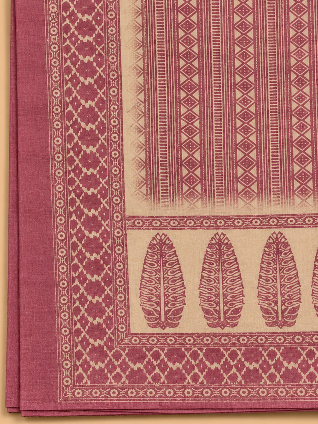 Onion Pink Printed Chanderi Unstitched Dress Material