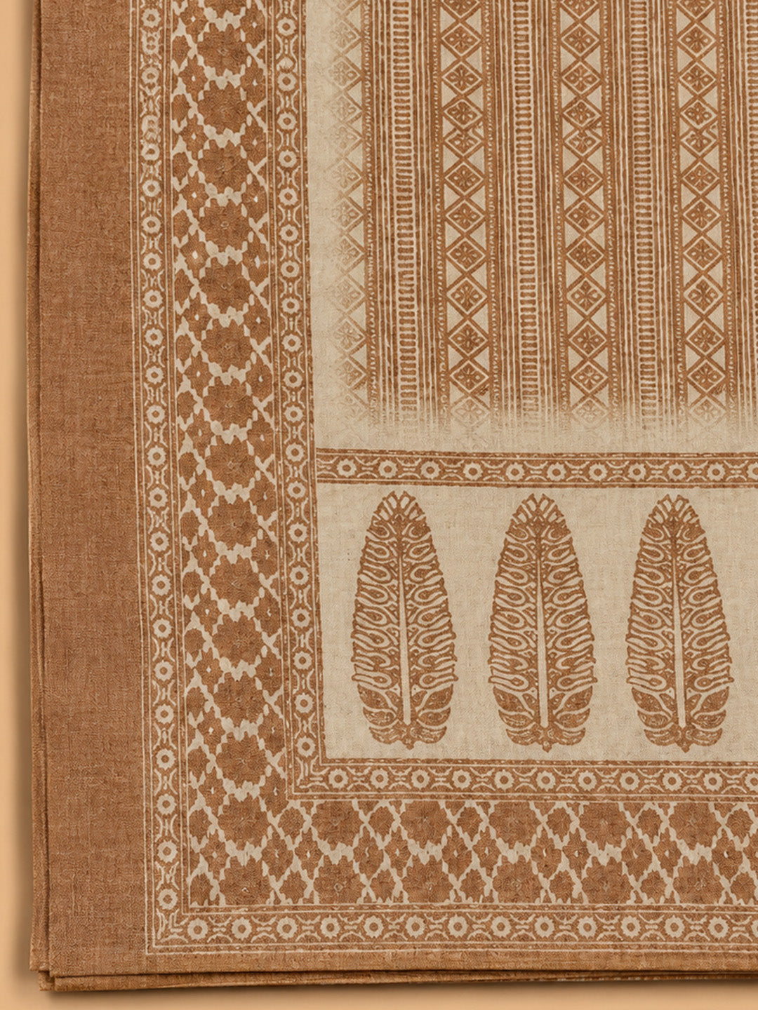 Rust Printed Chanderi Unstitched Dress Material