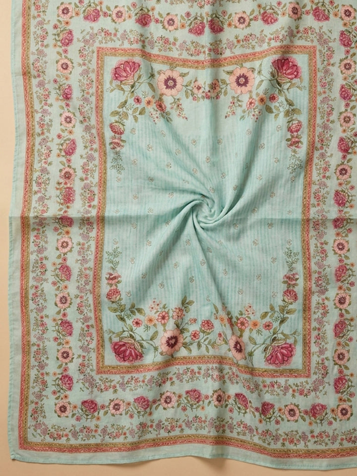 Sea Green Embroidery Chanderi Unstitched Dress Material