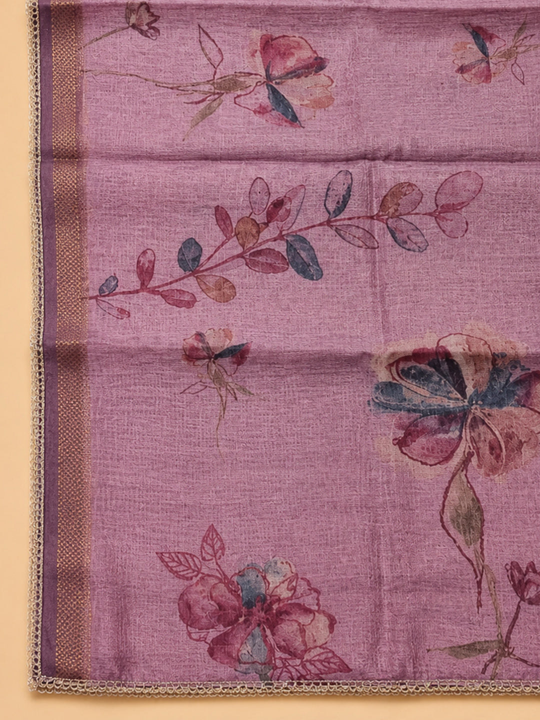 Wine Embroidery Chanderi Unstitched Dress Material