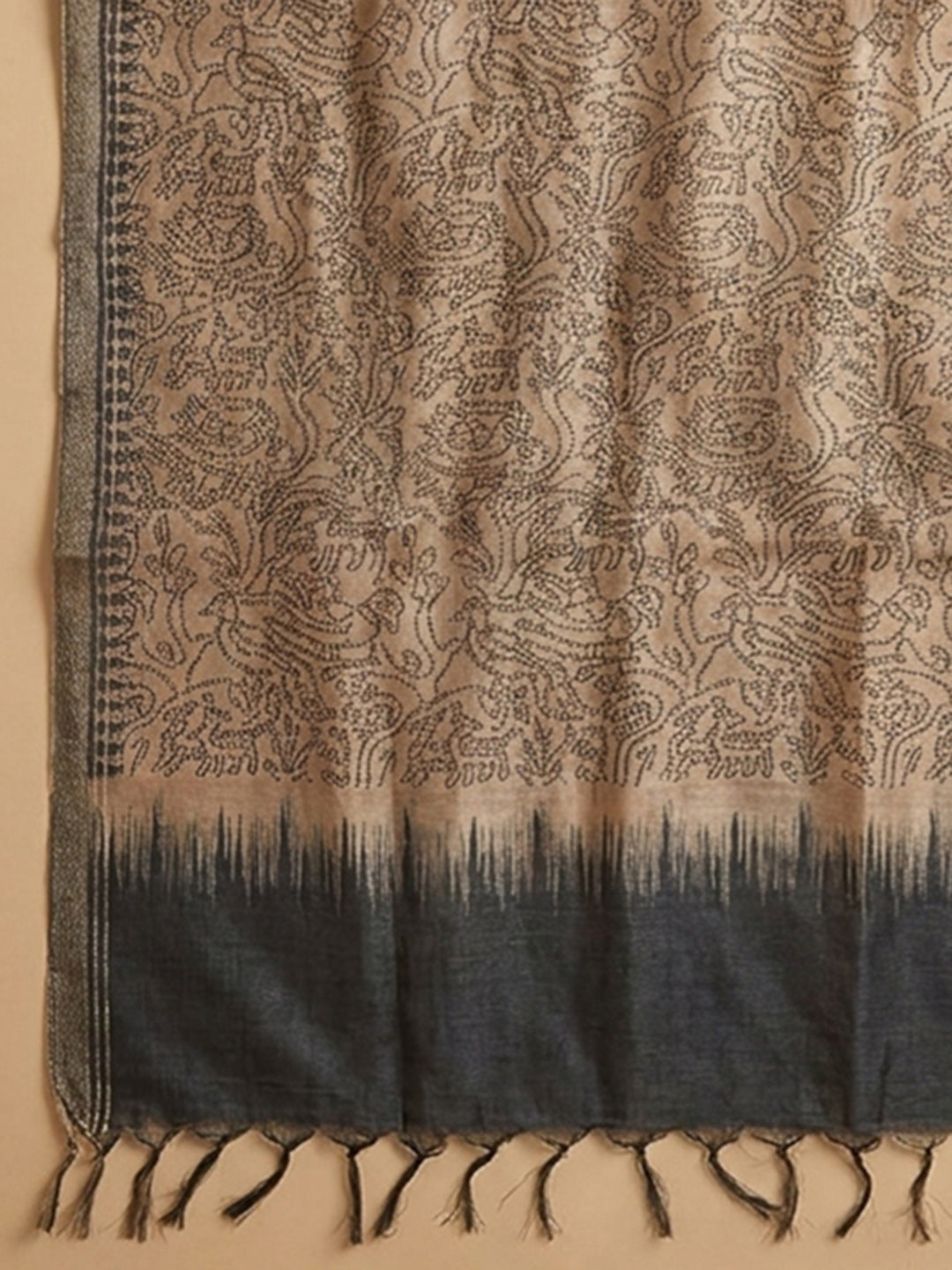 Black Embroidery Chanderi Unstitched Dress Material