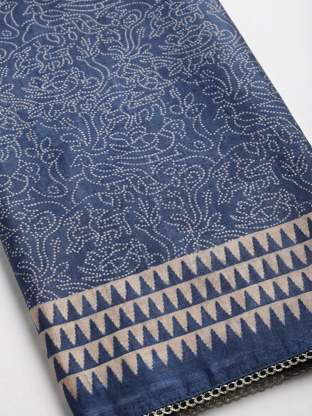 Blue Embroidery Chanderi Unstitched Dress Material