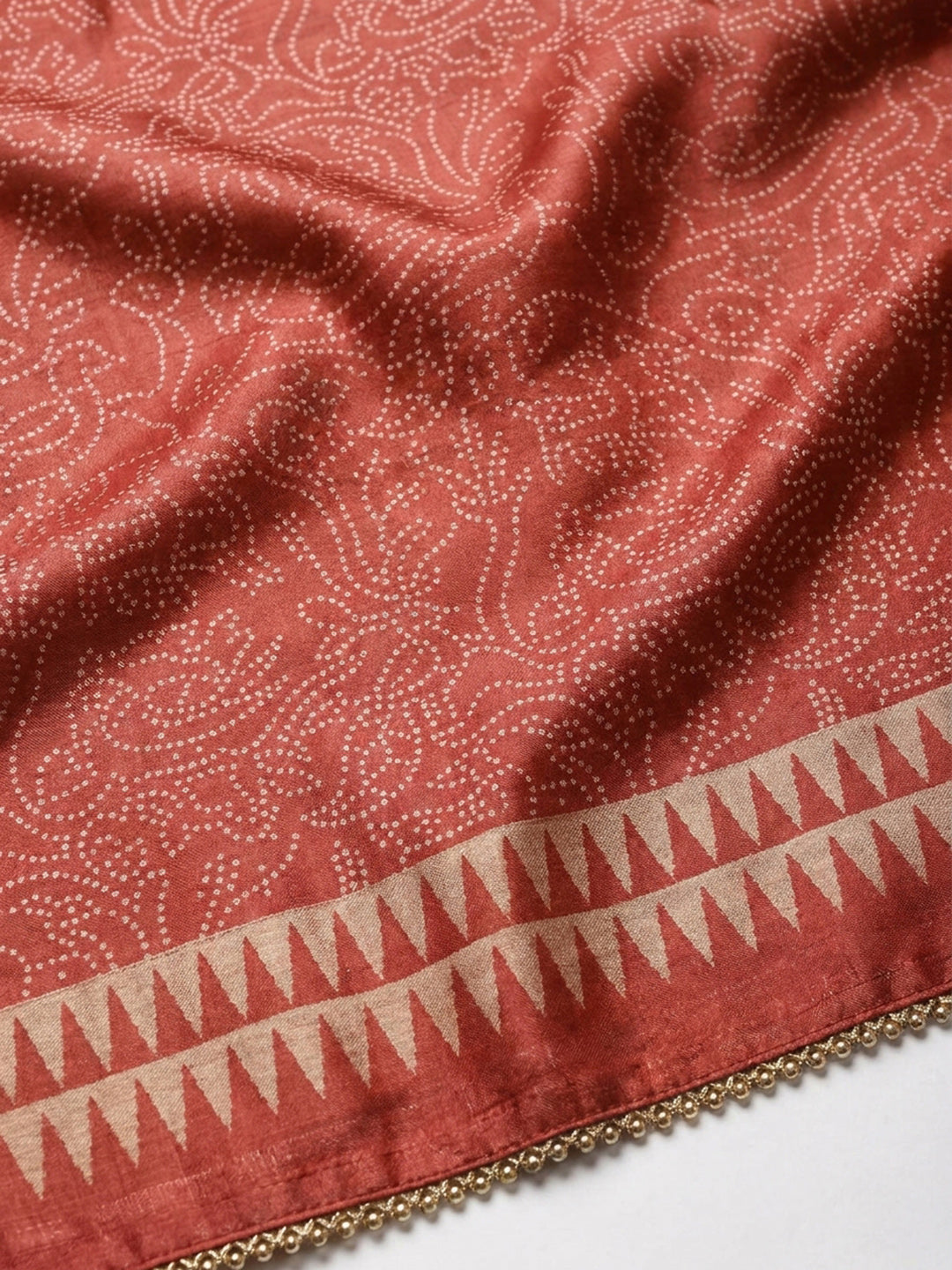 Red Embroidery Chanderi Unstitched Dress Material