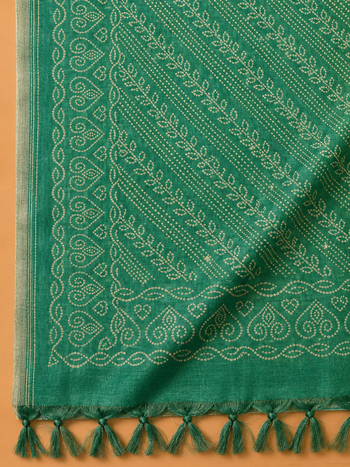 Green Embroidery Chanderi Unstitched Dress Material