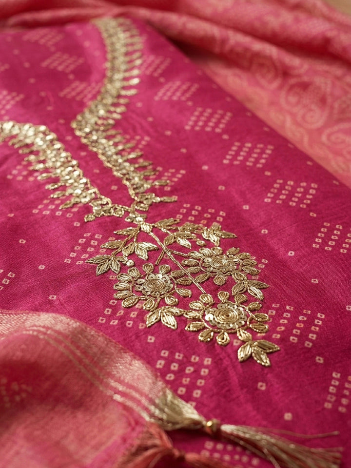 Rani Embroidery Chanderi Unstitched Dress Material