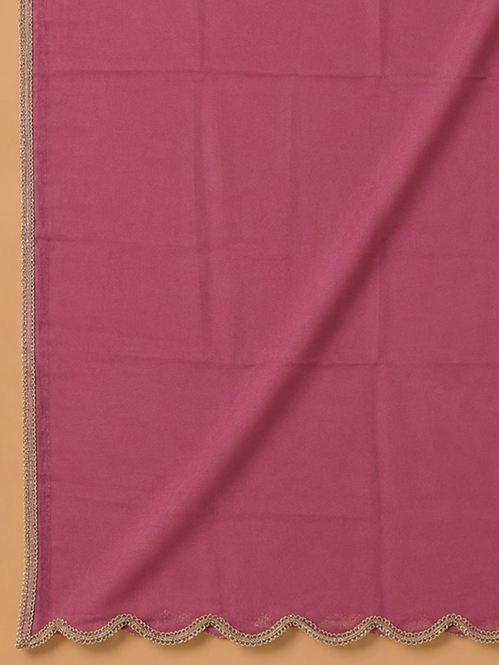 Onion Pink Embroidery Chanderi Unstitched Dress Material