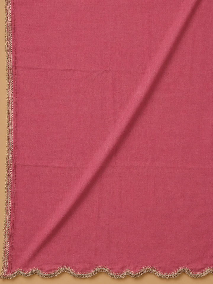 Pink Embroidery Chanderi Unstitched Dress Material